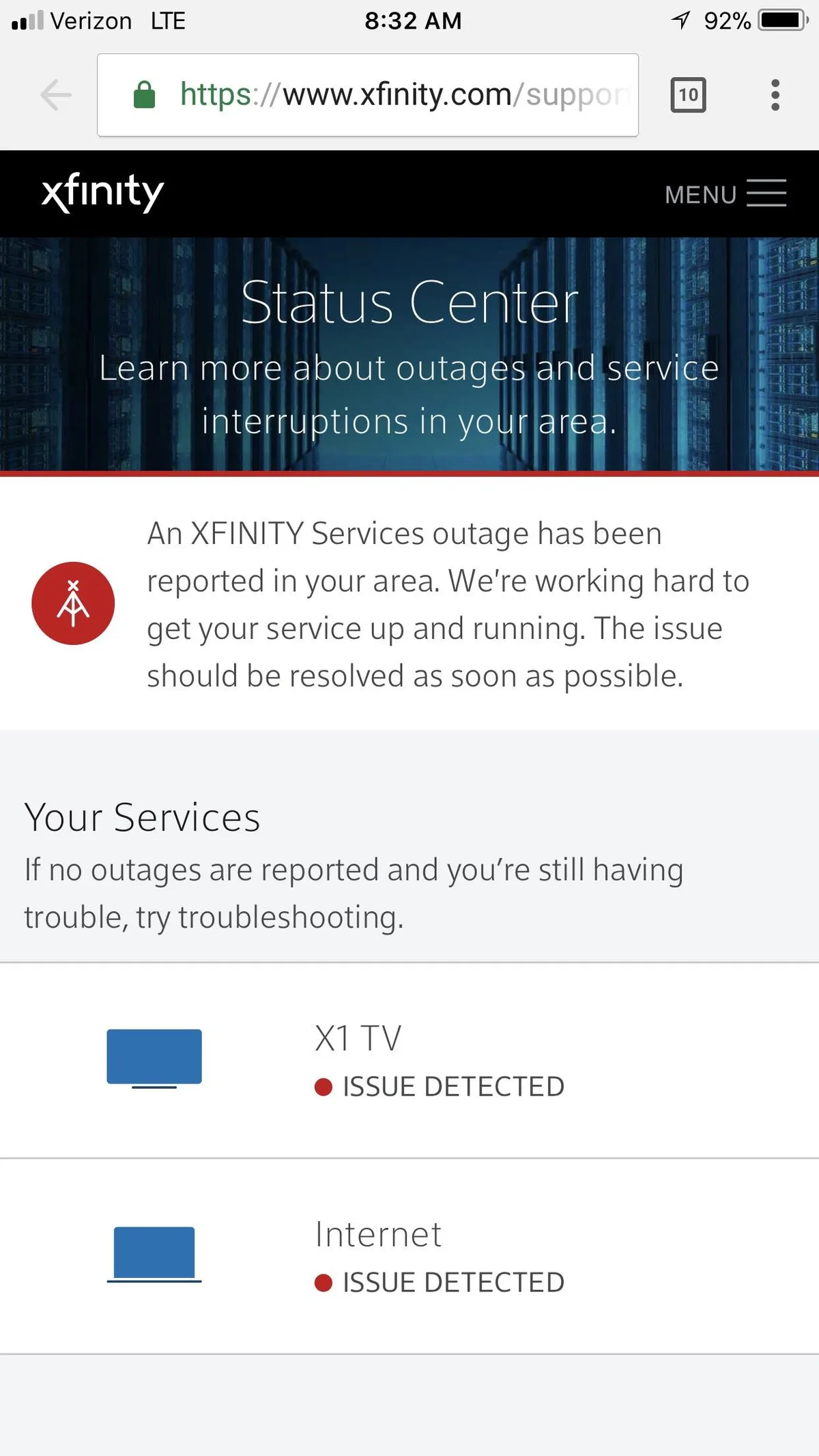 xfinity outage — US news